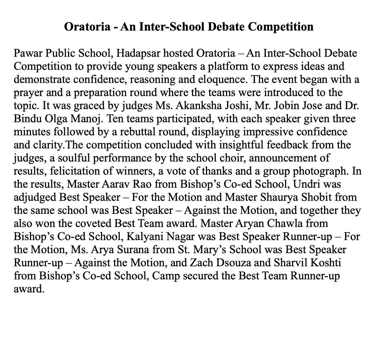 Oratoria - An Inter-School Debate Competition