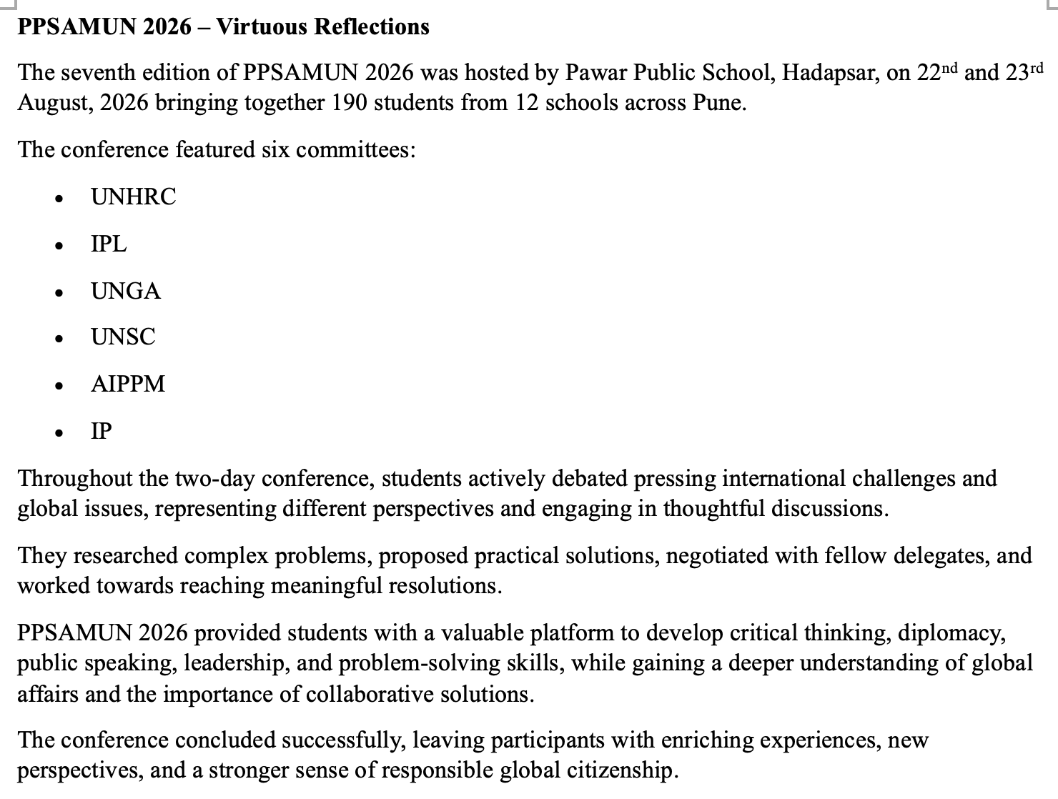 PPSAMUN 2026 - Virtuous Reflections