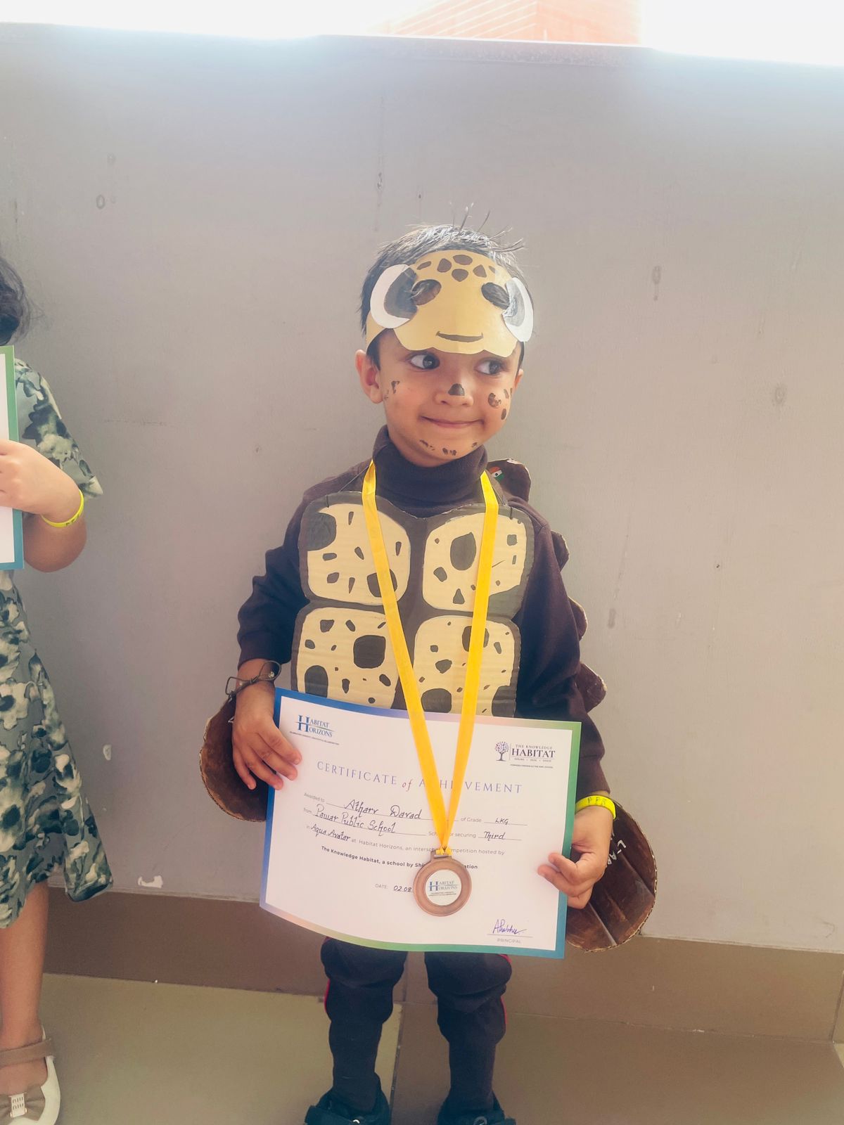 Inter-School Competition "Habitat Horizons": Atharva Dahad (Jr. KG E) secured the 3rd Prize in Aqua Avatar